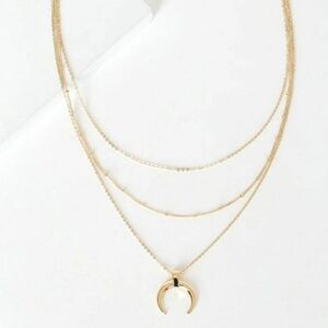 Gold Layered Crescent Necklace